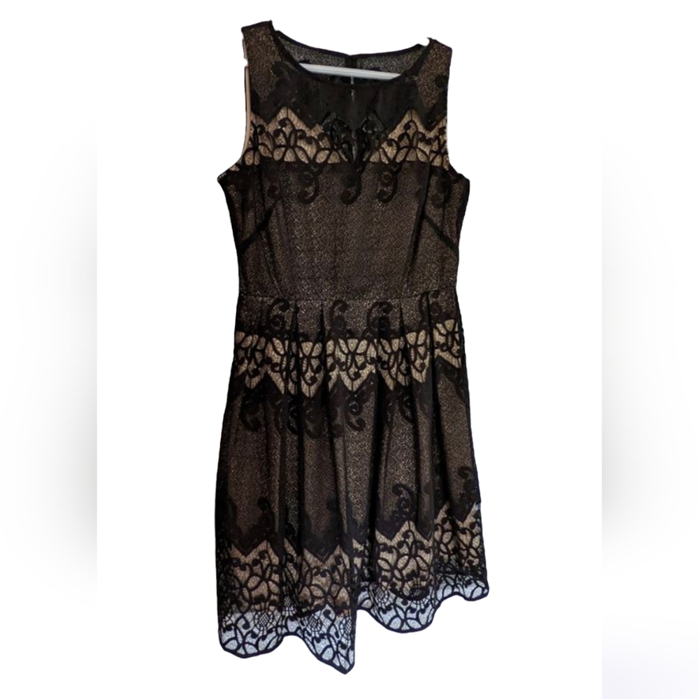 Black lace and nude dress